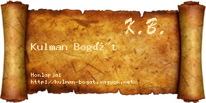 Kulman Bogát névjegykártya